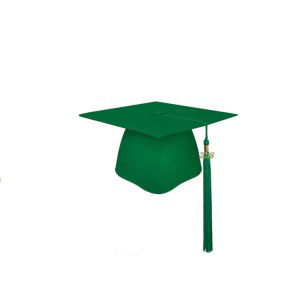 Green Matte Graduation Cap With Tassels
