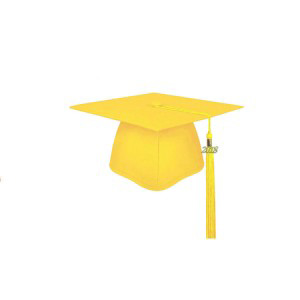 Yellow Matte Graduation Cap With tassels